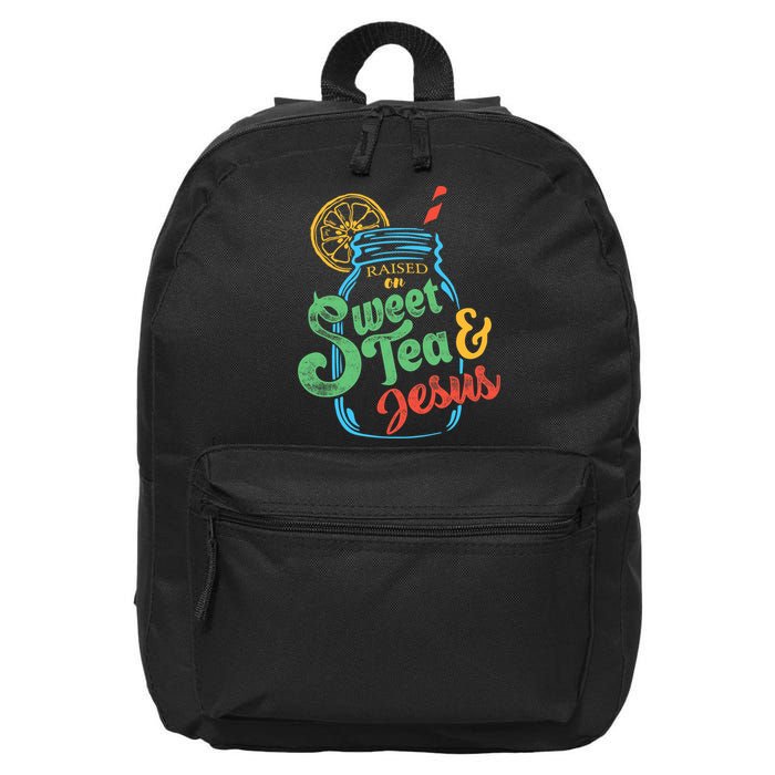 Raised On Sweet Tea & Jesus 16 in Basic Backpack