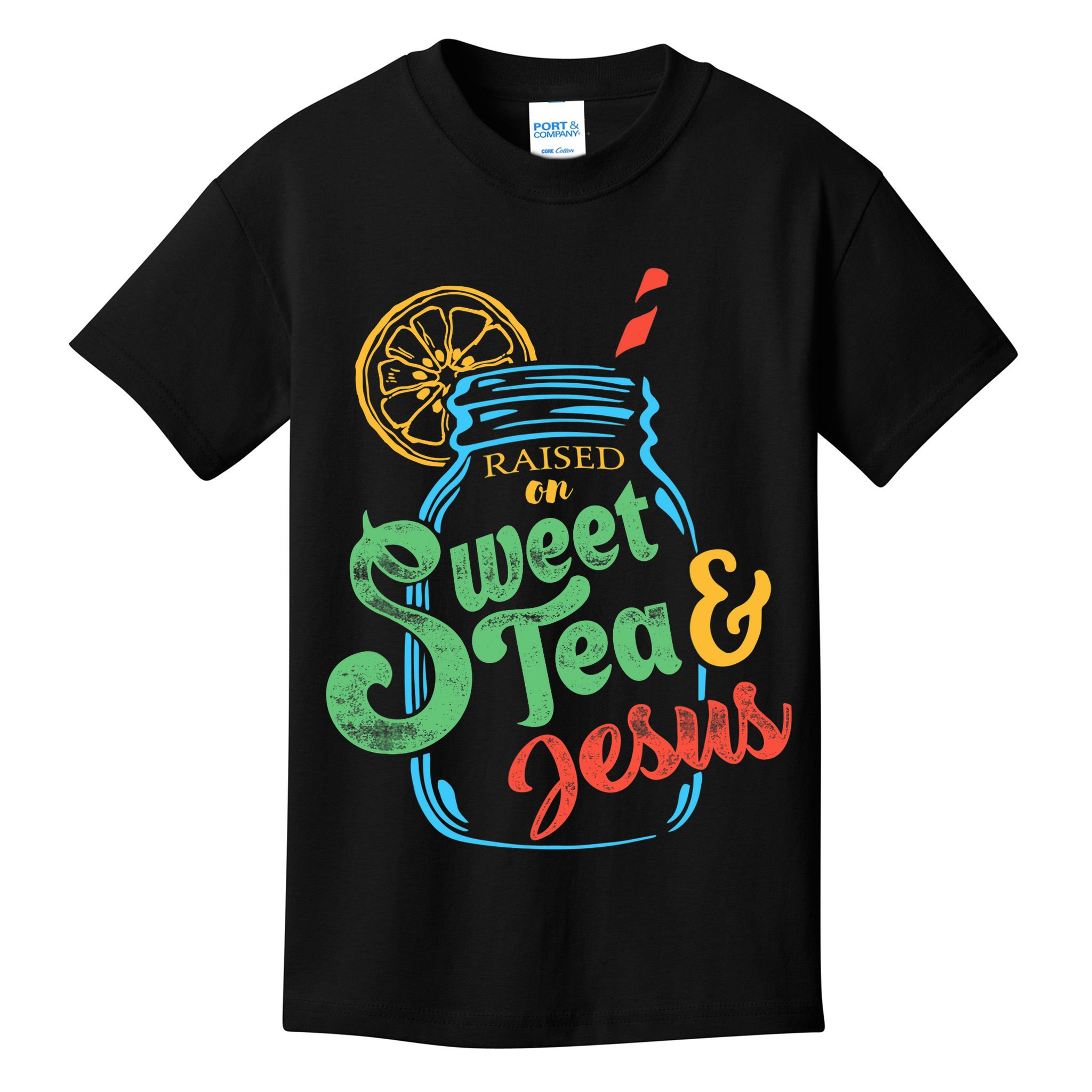 Raised On Sweet Tea & Jesus Kids T-Shirt