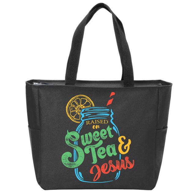 Raised On Sweet Tea & Jesus Zip Tote Bag