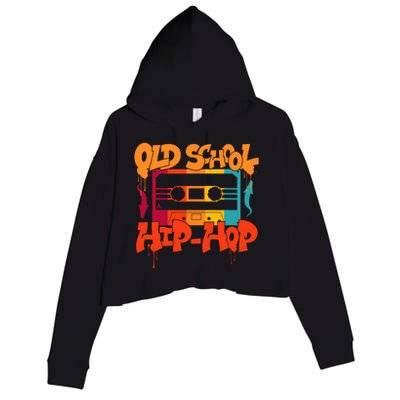 Retro Old School Hip Hop 80s 90s Graffiti Cassette Crop Fleece Hoodie