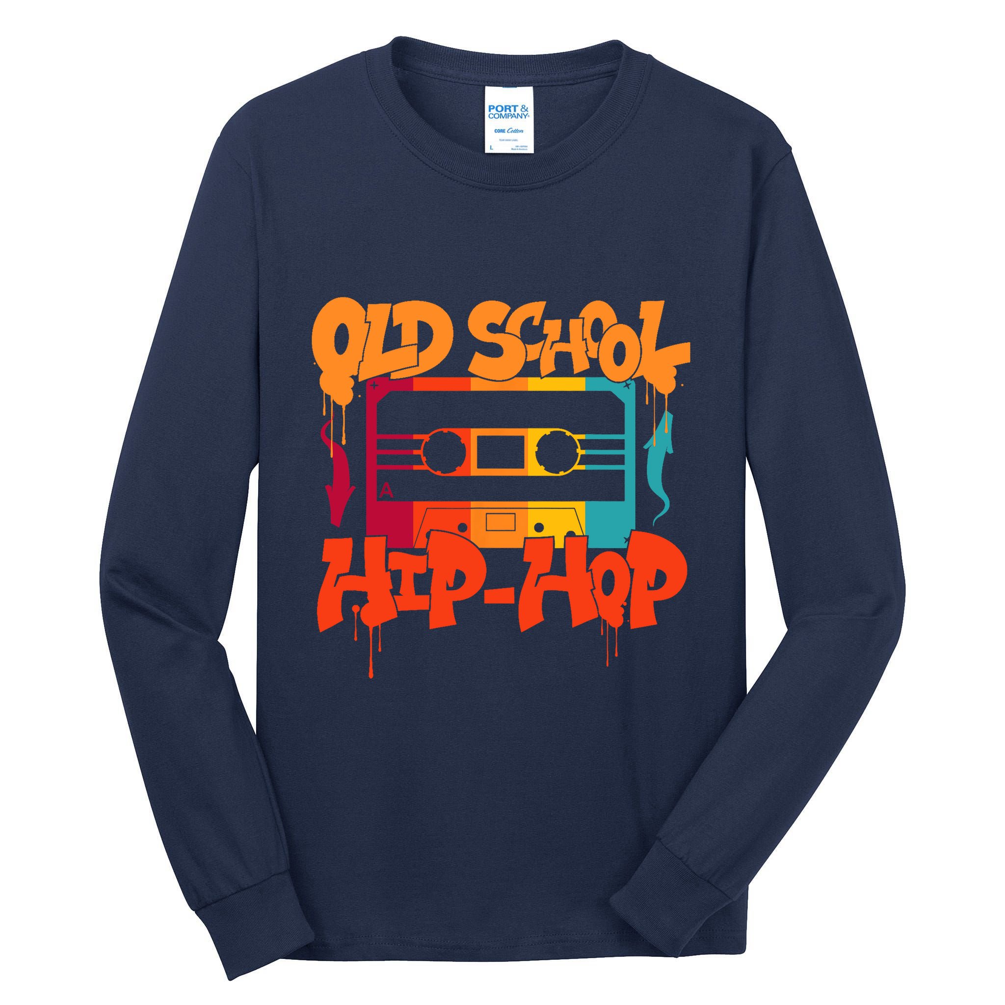 Retro Old School Hip Hop 80s 90s Graffiti Cassette Tall Long Sleeve T-Shirt