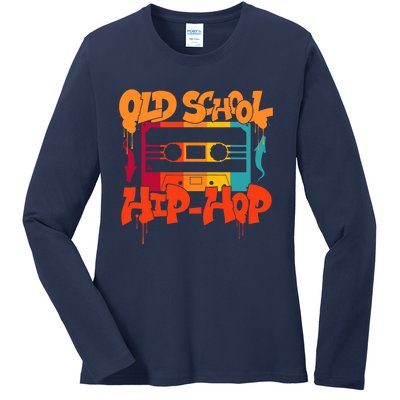 Retro Old School Hip Hop 80s 90s Graffiti Cassette Ladies Long Sleeve Shirt