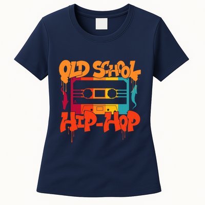Retro Old School Hip Hop 80s 90s Graffiti Cassette Womens T-Shirt