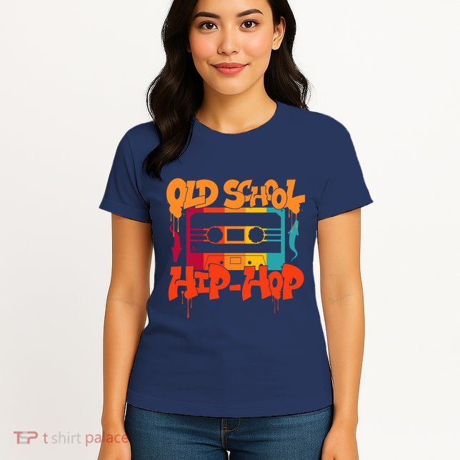Retro Old School Hip Hop 80s 90s Graffiti Cassette Womens T-Shirt