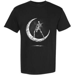 Rock On Skeleton Moon Rock And Roll Garment-Dyed Heavyweight T-Shirt