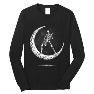 Rock On Skeleton Moon Rock And Roll Long Sleeve Shirt