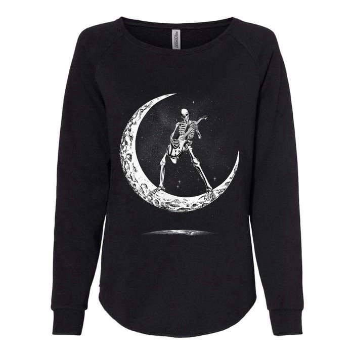 Rock On Skeleton Moon Rock And Roll Womens California Wash Sweatshirt