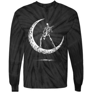 Rock On Skeleton Moon Rock And Roll Tie-Dye Long Sleeve Shirt