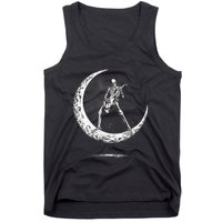 Rock On Skeleton Moon Rock And Roll Tank Top