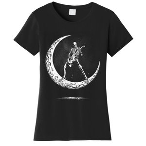 Rock On Skeleton Moon Rock And Roll Women's T-Shirt