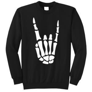 Rock On Skeleton Hand Sign Minimalistic Halloween Costume Sweatshirt