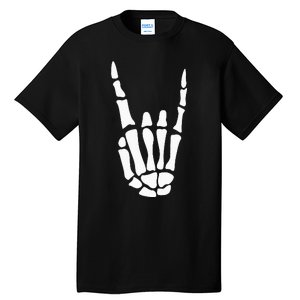 Rock On Skeleton Hand Sign Minimalistic Halloween Costume Tall T-Shirt