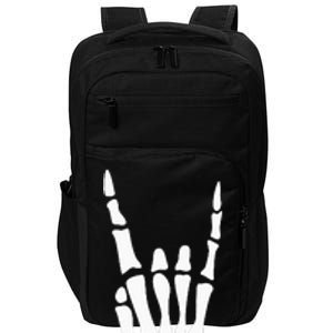 Rock On Skeleton Hand Sign Minimalistic Halloween Costume Impact Tech Backpack