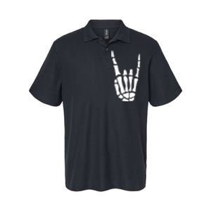 Rock On Skeleton Hand Sign Minimalistic Halloween Costume Softstyle Adult Sport Polo