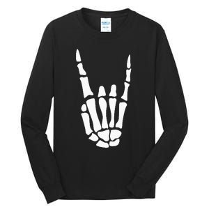 Rock On Skeleton Hand Sign Minimalistic Halloween Costume Tall Long Sleeve T-Shirt