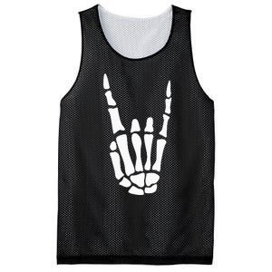 Rock On Skeleton Hand Sign Minimalistic Halloween Costume Mesh Reversible Basketball Jersey Tank