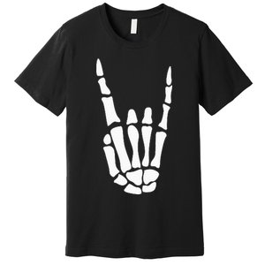 Rock On Skeleton Hand Sign Minimalistic Halloween Costume Premium T-Shirt