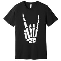 Rock On Skeleton Hand Sign Minimalistic Halloween Costume Premium T-Shirt