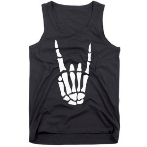 Rock On Skeleton Hand Sign Minimalistic Halloween Costume Tank Top