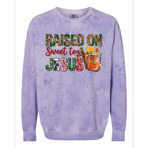 Raised On Sweet Tea Jesus Christmas Nativity Scene Christian Colorblast Crewneck Sweatshirt