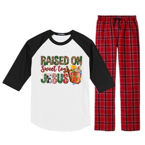 Raised On Sweet Tea Jesus Christmas Nativity Scene Christian Raglan Sleeve Pajama Set