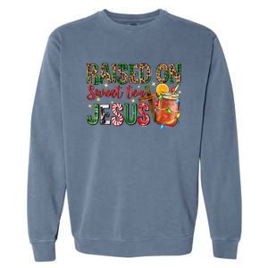 Raised On Sweet Tea Jesus Christmas Nativity Scene Christian Garment-Dyed Sweatshirt