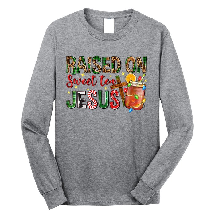 Raised On Sweet Tea Jesus Christmas Nativity Scene Christian Long Sleeve Shirt