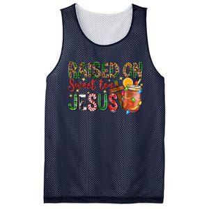 Raised On Sweet Tea Jesus Christmas Nativity Scene Christian Mesh Reversible Basketball Jersey Tank