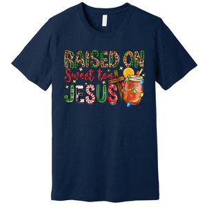 Raised On Sweet Tea Jesus Christmas Nativity Scene Christian Premium T-Shirt