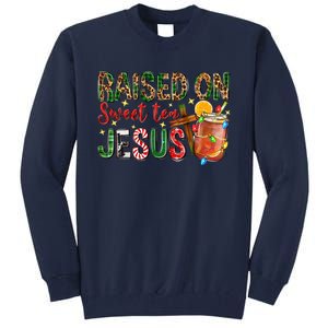 Raised On Sweet Tea Jesus Christmas Nativity Scene Christian Tall Sweatshirt