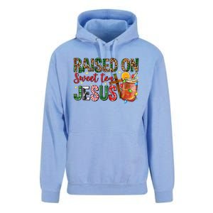 Raised On Sweet Tea Jesus Christmas Nativity Scene Christian Unisex Surf Hoodie