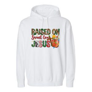 Raised On Sweet Tea Jesus Christmas Nativity Scene Christian Garment-Dyed Fleece Hoodie