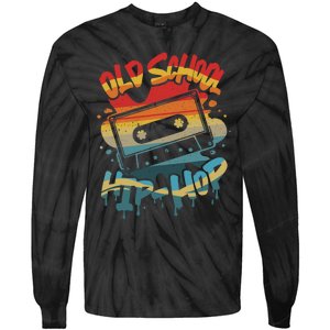 Retro Old School Hip Hop 80s 90s Graffiti Cassette Mixtape Tie-Dye Long Sleeve Shirt