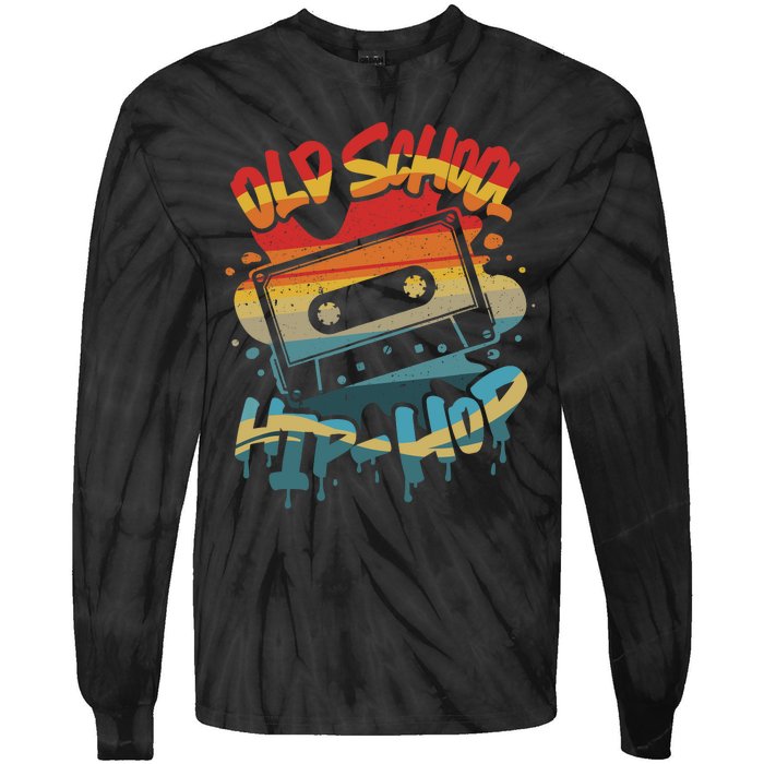 Retro Old School Hip Hop 80s 90s Graffiti Cassette Mixtape Tie-Dye Long Sleeve Shirt