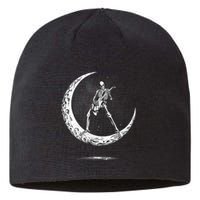 Rock On Skeleton Moon Rock And Roll Halloween Sustainable Beanie