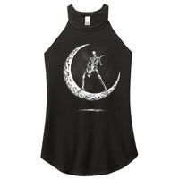 Rock On Skeleton Moon Rock And Roll Halloween Women's Perfect Tri Rocker Tank