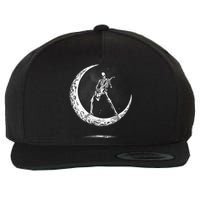 Rock On Skeleton Moon Rock And Roll Halloween Wool Snapback Cap