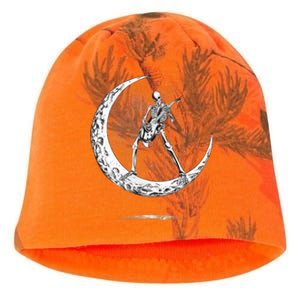 Rock On Skeleton Moon Rock And Roll Halloween Kati - Camo Knit Beanie