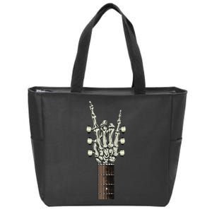 Rock On Skeleton Hand Guitar Rock & Roll Zip Tote Bag