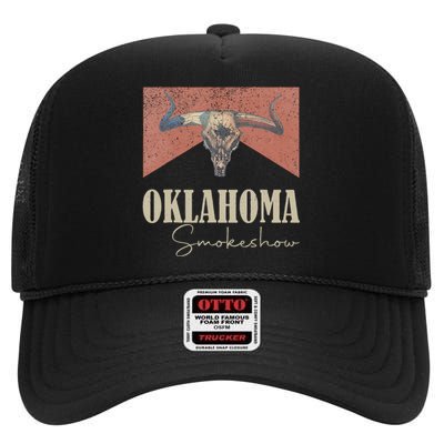 Retro Oklahoma Smokeshow Western High Crown Mesh Back Trucker Hat