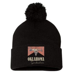 Retro Oklahoma Smokeshow Western Pom Pom 12in Knit Beanie