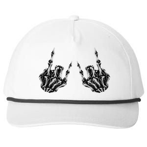 Rock On Skeleton Hand Sign Band Snapback Five-Panel Rope Hat