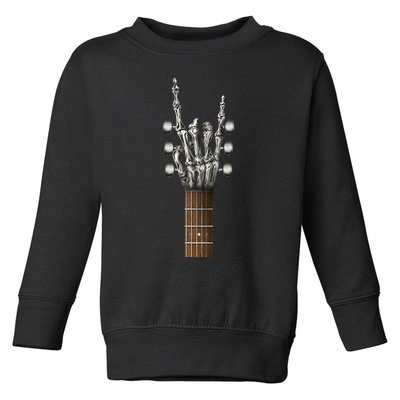 Rock On Skeleton Hand Guitar Rock & Roll Rock Band Toddler Sweatshirt