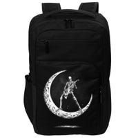 Rock On Skeleton Moon Rock And Roll Funny Halloween Impact Tech Backpack