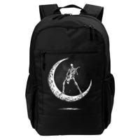 Rock On Skeleton Moon Rock And Roll Funny Halloween Daily Commute Backpack