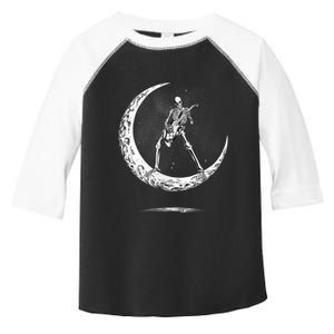 Rock On Skeleton Moon Rock And Roll Funny Halloween Toddler Fine Jersey T-Shirt