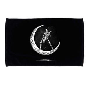 Rock On Skeleton Moon Rock And Roll Funny Halloween Microfiber Hand Towel