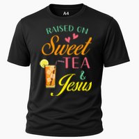 Raised On Sweet Tea And Jesus Funny Sweet Tea Christian Cooling Performance Crew T-Shirt