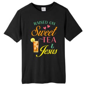 Raised On Sweet Tea And Jesus Funny Sweet Tea Christian Tall Fusion ChromaSoft Performance T-Shirt