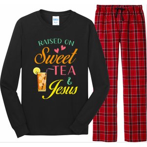 Raised On Sweet Tea And Jesus Funny Sweet Tea Christian Long Sleeve Pajama Set